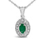 Collar con colgante de ópalo verde esmeralda y diamantes en oro blanco de 14 quilates