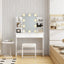 Makeup Vanity Desk With LED Lighted Mirror ,Dressing Table Set With 2 Large Drawers 10 LED Light ,White Color - Korvel