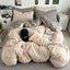 Washed Cotton Solid Color Double Spliced Four-Piece Bedding Set - Sheet, Quilt Cover, Pillowcases for Employee and Dormitory Use - Korvel