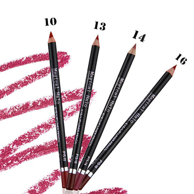 Makeup MH12 Color Mixed Waterproof Lip Liner Lip Nude Lip Pencil Lipstick Pen Set of 12 - Korvel