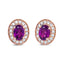 14K Rose Gold Garnet and Diamond Halo Stud Earrings