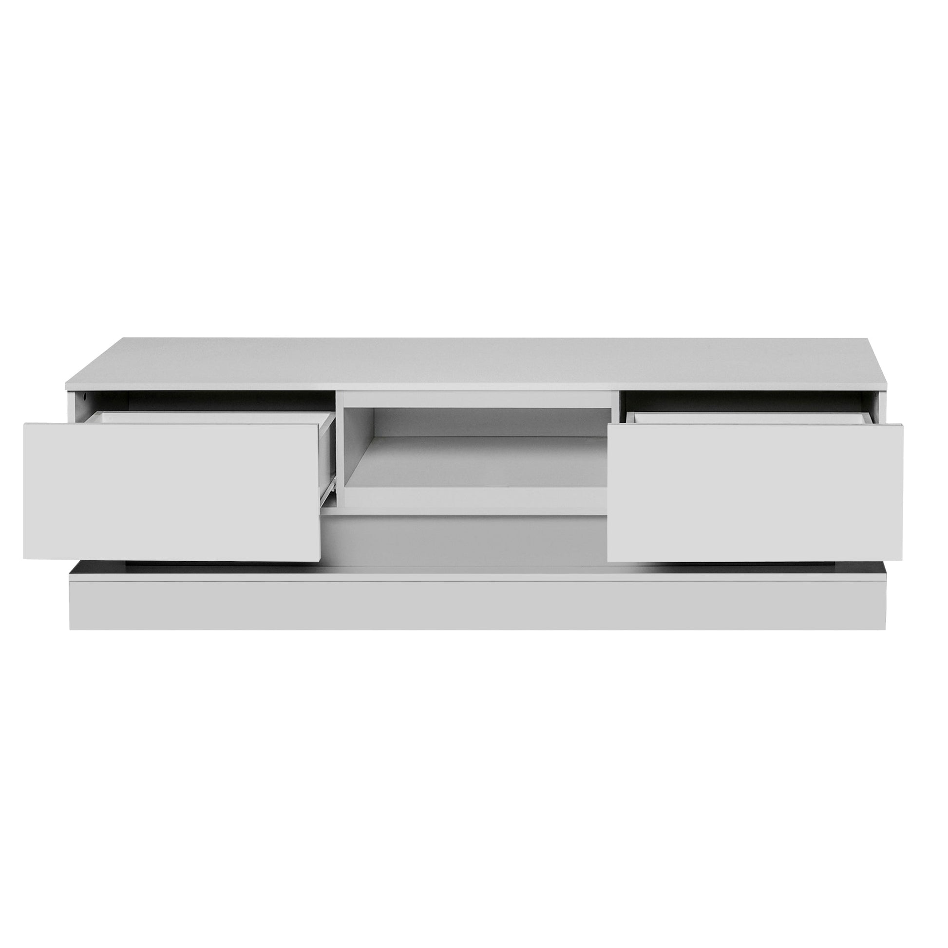 51.18inch WHITE morden TV Stand with LED Lights high glossy front TV Cabinet color:WHITE - Korvel