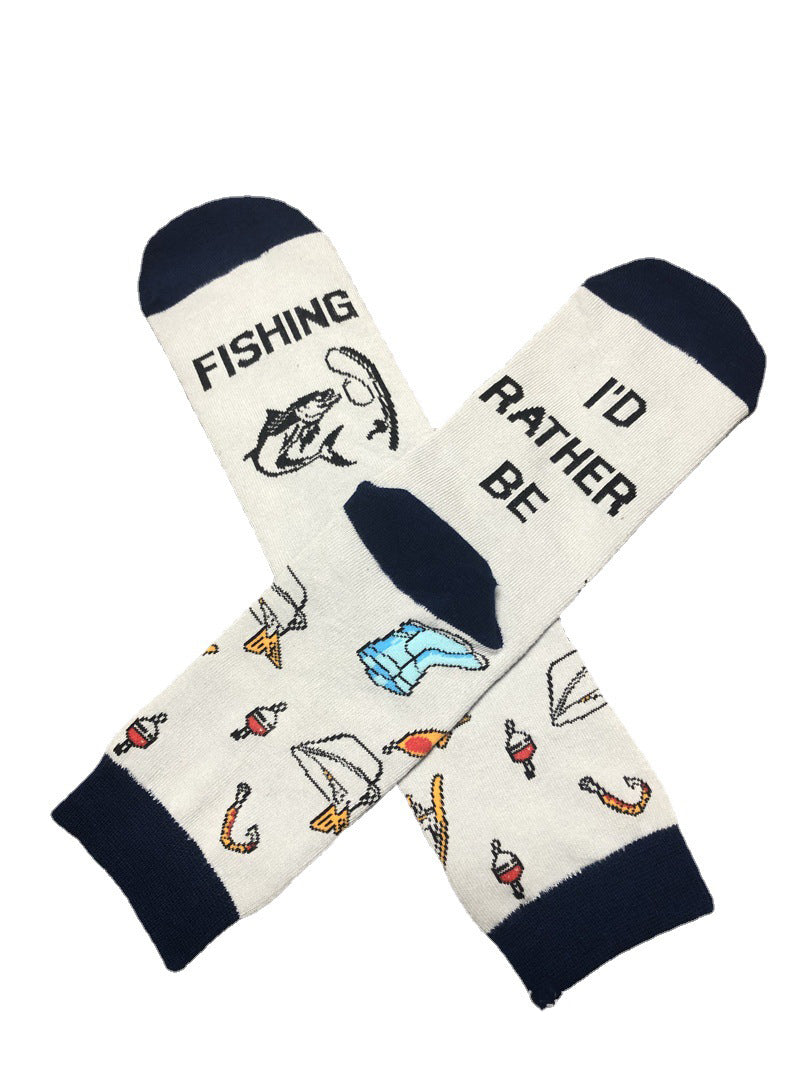 English Letters Socks Outdoor Camping Fishing Mountain Climbing Ski Sports Tube Socks - Korvel