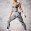 Back Crisscross Tie-Dye Scoop Neck Active Jumpsuit - Korvel