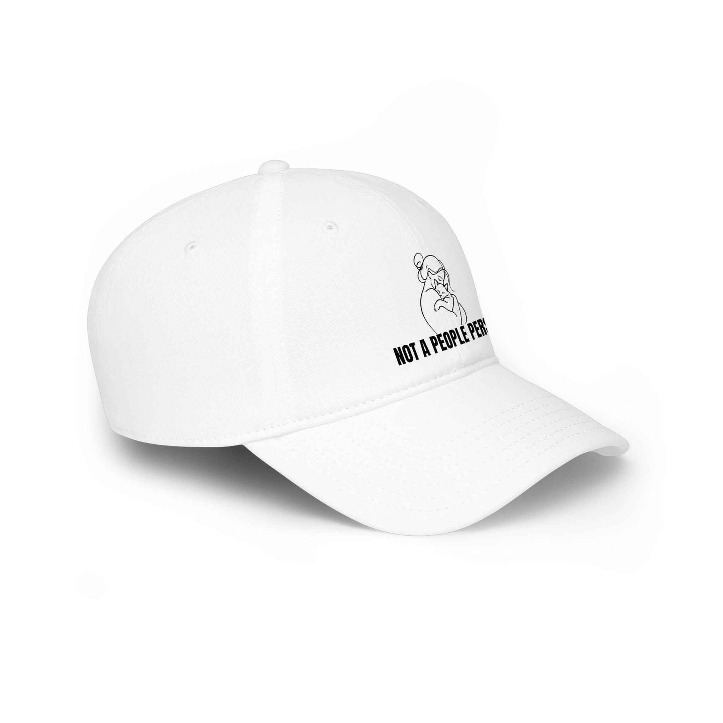 Casquette en coton à profil bas avec art linéaire de chat "Pas une personne sociable"