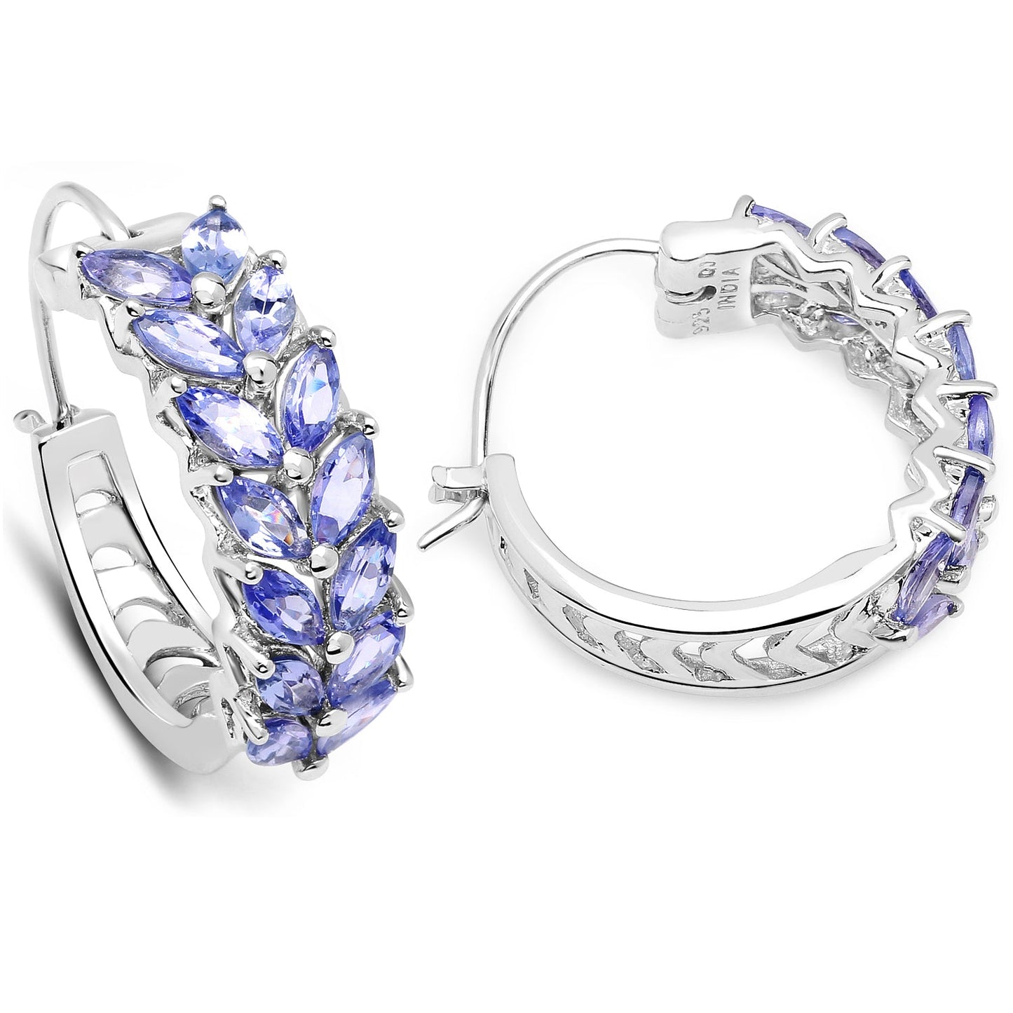 Pendientes de plata esterlina con tanzanita genuina de 3.92 quilates