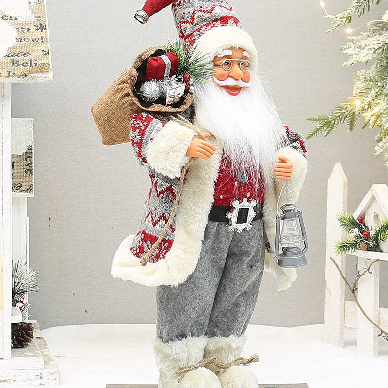 Christmas crafts 18 inch, wearing snow boots, backpack, standing, Santa Claus, dwarf - Korvel
