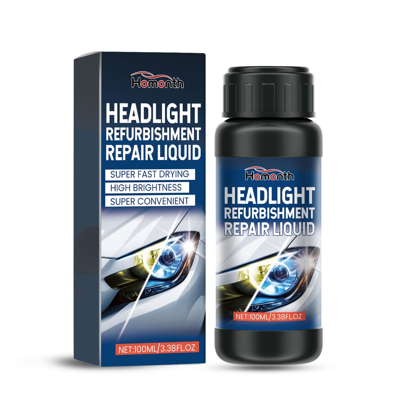 HOMONTH Headlight Refurbishment Repair Liquid, Headlight Yellow Easily Refurbished Reglow Crystal Bright Cleaning Liquid - Korvel