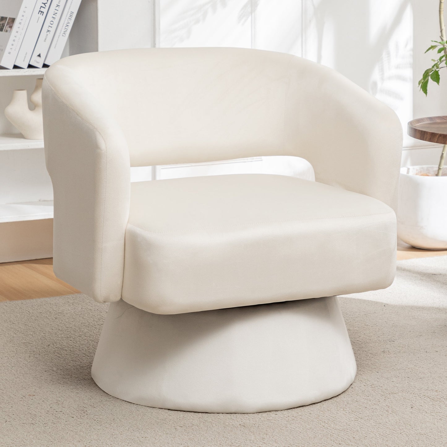 Chaise de baril pivotante en velours élégant pour espaces de vie