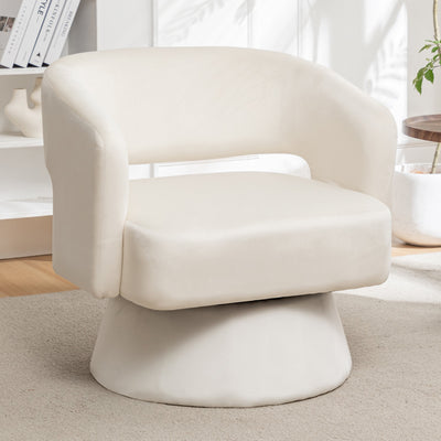 Elegant Velvet Swivel Barrel Chair for Living Spaces