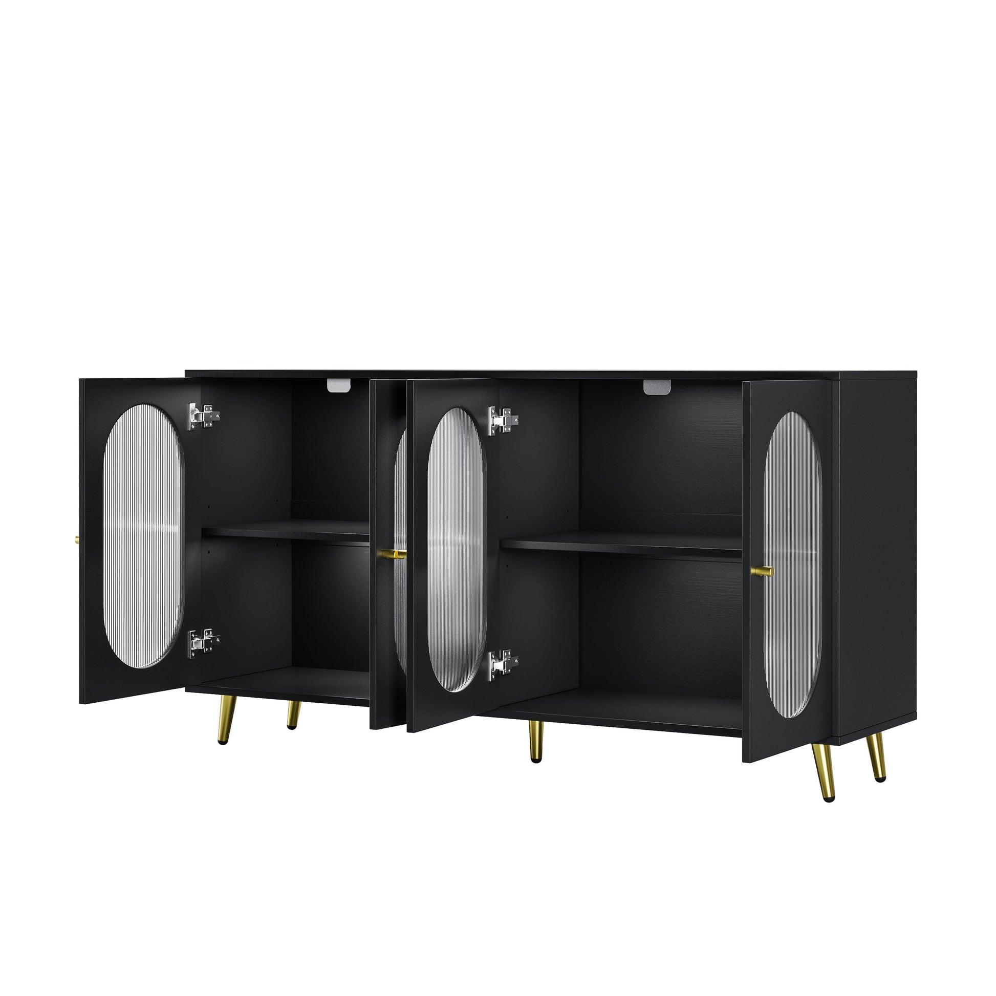 Modern Accent Sideboard Cabinet with Acrylic Doors, Freestanding Storage Cupboard Console Table for Kitchen Dining Black - Korvel