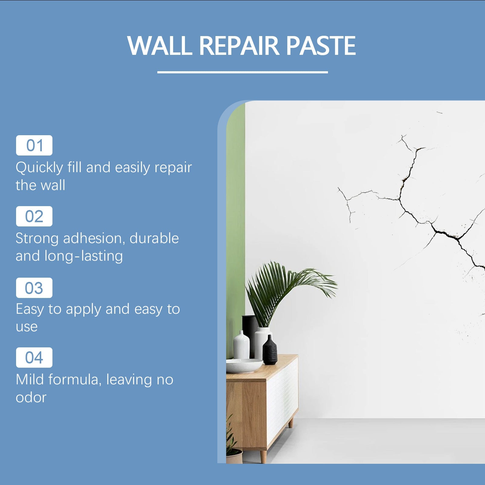 Home Wall Repair Paste, Wall Damage Scratches Dents Cracks Nail Holes Repair Wall Repair Paste - Korvel