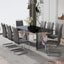 Modern minimalist dining table The black imitation marble glass desktop is equipped with silver metal legs - Korvel