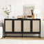 Rattan 4-Door Sideboard , Sideboard Buffet Storage Cabinet,Accent Storage Cabinet , Large Cabinet With 4 Rattan Decorated Doors - Korvel