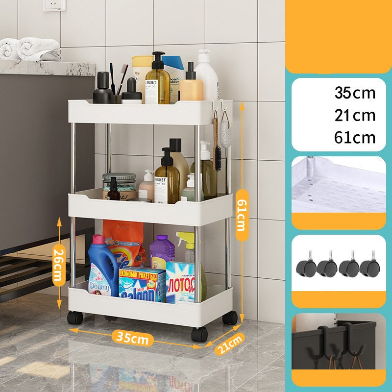 Kitchen multi layer vegetable basket rack floor-standing removable vegetable storage household multi functional trolley - Korvel