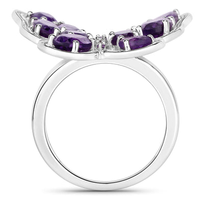 4.32 Carat Genuine Amethyst Sterling Silver Engagement Ring