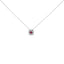 14K White Gold Ruby and Diamond Halo Pendant Necklace