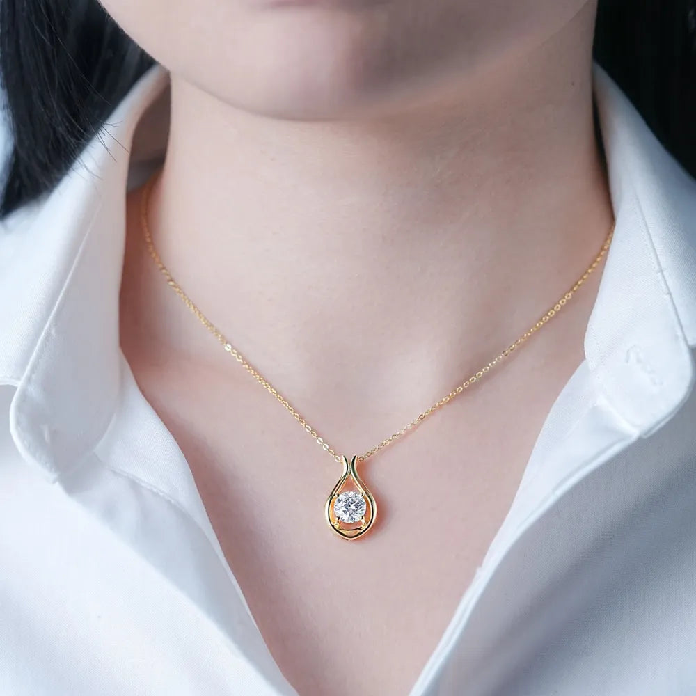 2 Carat Moissanite 925 Sterling Silver Pendant Necklace - Korvel