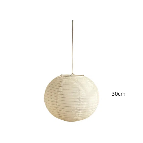 White Japanese style pendant light simple living room round rice paper round LED pendant light - Korvel