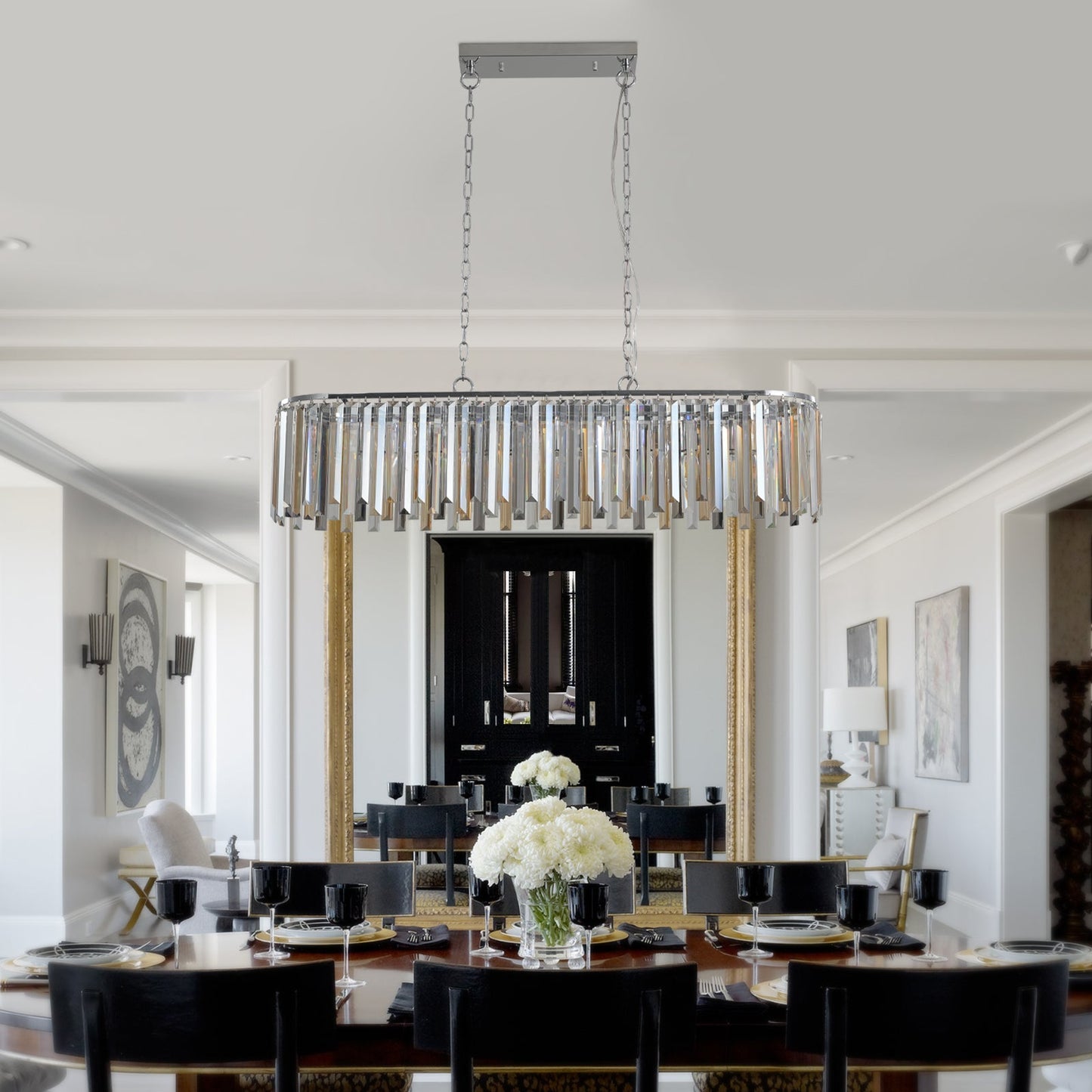 Modern Oval Crystal ceiling chandelier Luxury Home Decor Light Fixture - Korvel