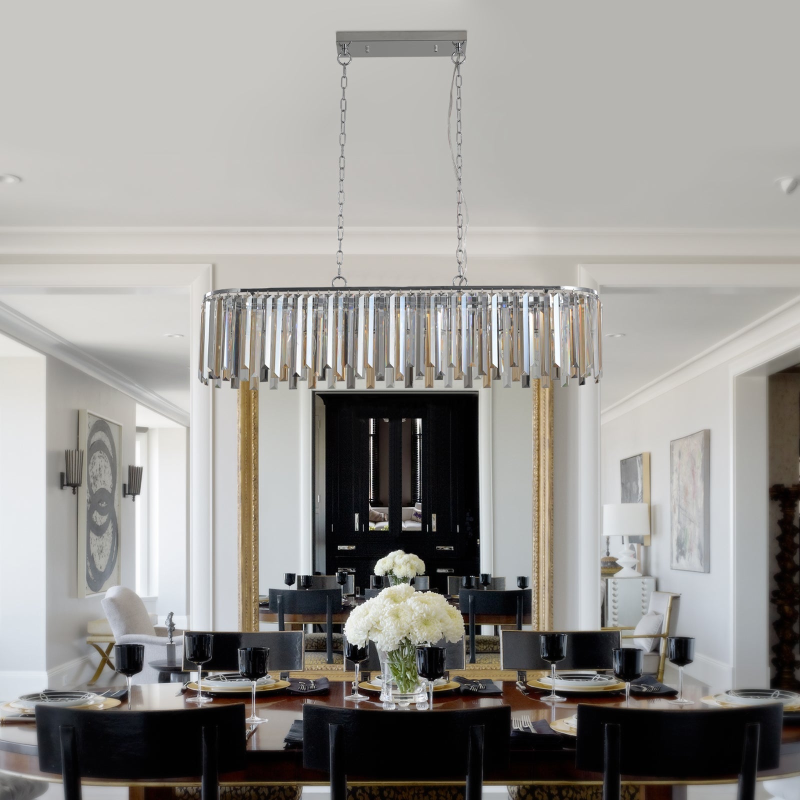 Modern Oval Crystal ceiling chandelier Luxury Home Decor Light Fixture - Korvel