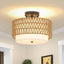 3-Light Semi Flush Mount Ceiling Light Fixture - Boho Rattan Design