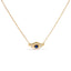 Collar con colgante de ojo malvado de zafiro azul y diamantes en oro amarillo de 10 quilates