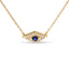 Collar con colgante de ojo malvado de zafiro azul y diamantes en oro amarillo de 10 quilates