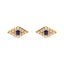 Pendientes de Stud de Ojo Maligno de Zafiro Azul y Diamante en Oro Amarillo de 10K