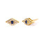 Pendientes de Stud de Ojo Maligno de Zafiro Azul y Diamante en Oro Amarillo de 10K