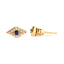 Pendientes de Stud de Ojo Maligno de Zafiro Azul y Diamante en Oro Amarillo de 10K