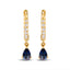 Boucles d'oreilles créoles en or jaune 10K avec saphirs bleus et diamants