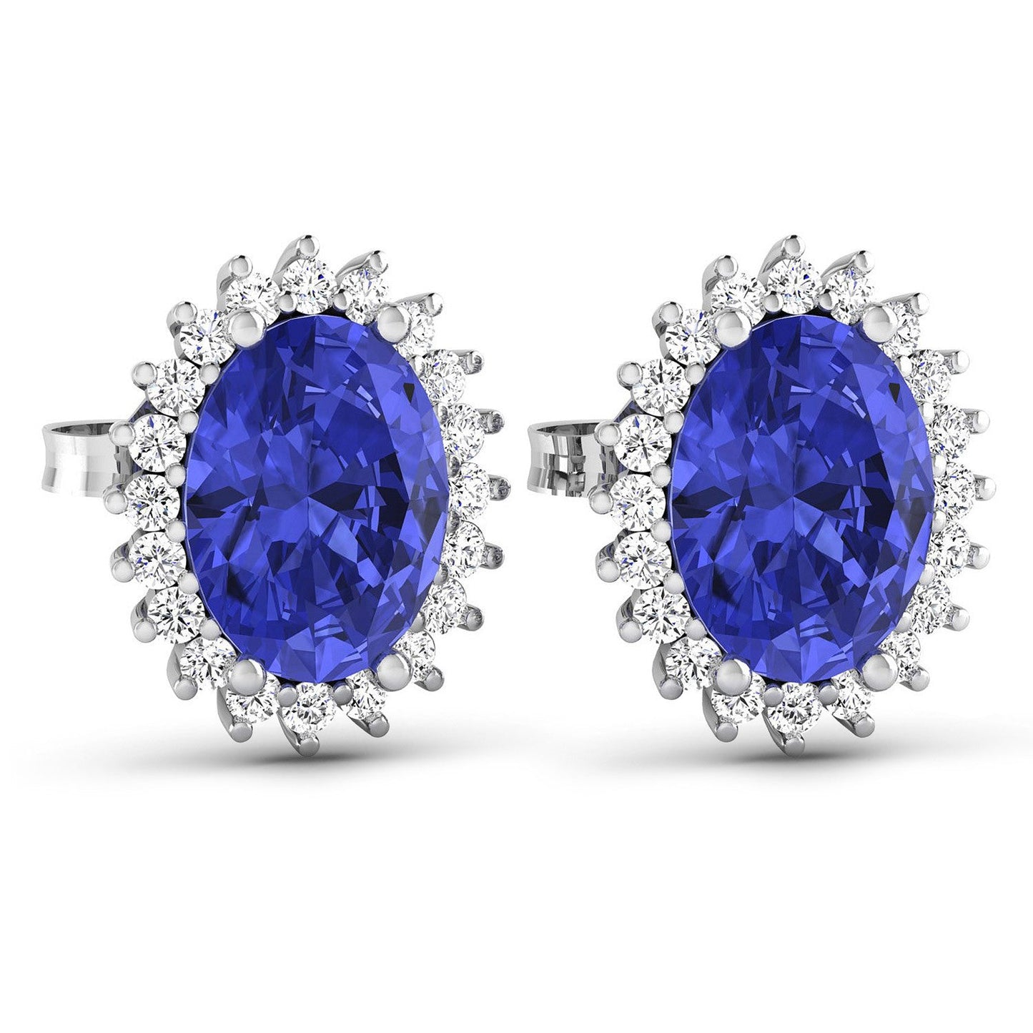 2.56 Carat Genuine Tanzanite and Diamond 14K White Gold Earrings