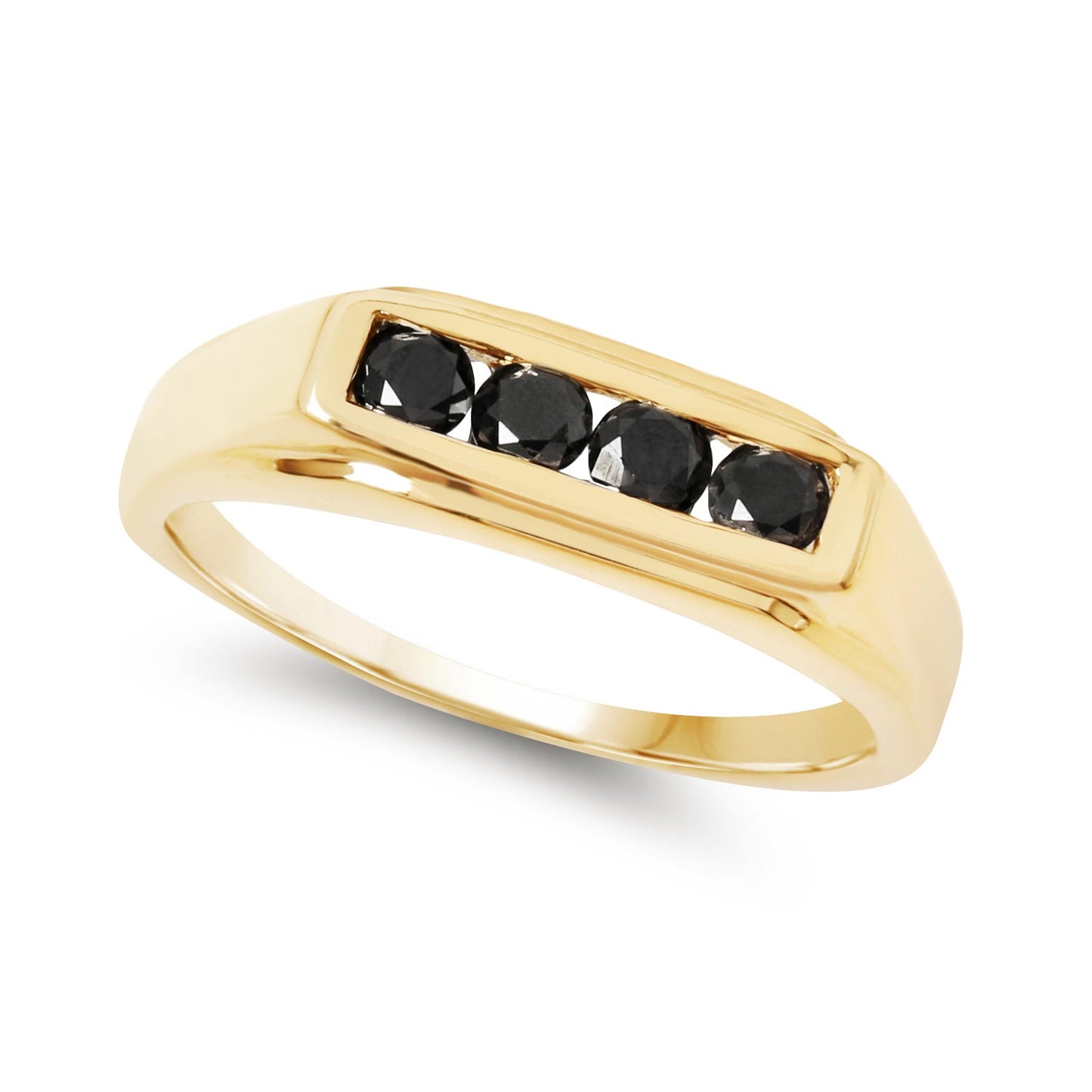 Bague de fiançailles en diamant noir plaqué or jaune 14K