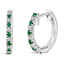 Boucles d'oreilles créoles en or blanc 10K avec émeraudes et diamants