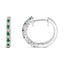Boucles d'oreilles créoles en or blanc 10K avec émeraudes et diamants