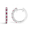 10K White Gold Diamond & Ruby Huggy Hoop Earrings