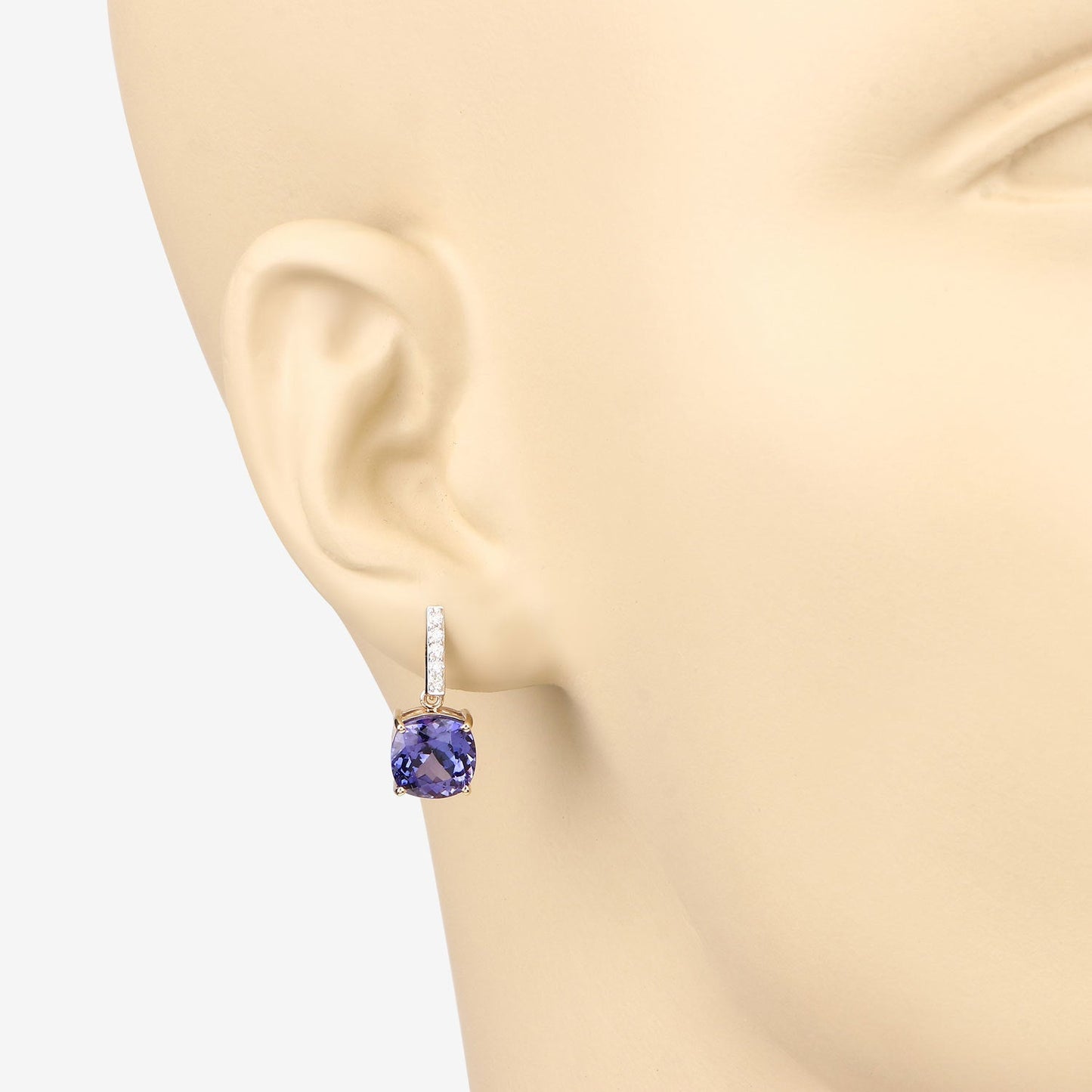 Boucles d'oreilles en tanzanite et diamants blancs de 5,64 carats en or 14K