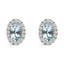 10K White Gold Oval Purple Amethyst & Diamond Halo Stud Earrings