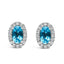 10K White Gold Oval Purple Amethyst & Diamond Halo Stud Earrings