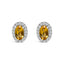 10K White Gold Oval Purple Amethyst & Diamond Halo Stud Earrings