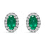 10K White Gold Oval Purple Amethyst & Diamond Halo Stud Earrings