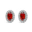10K White Gold Oval Purple Amethyst & Diamond Halo Stud Earrings