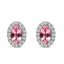 10K White Gold Oval Purple Amethyst & Diamond Halo Stud Earrings