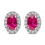 10K White Gold Oval Purple Amethyst & Diamond Halo Stud Earrings