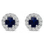 Pendientes de aro de zafiro azul y diamante en oro blanco de 10 quilates