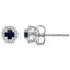 Pendientes de aro de zafiro azul y diamante en oro blanco de 10 quilates