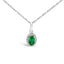 Pendentif en Émeraude et Diamant Halo en Or Blanc 10K