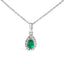 Pendentif en or blanc 10K avec émeraude verte et halo de diamants