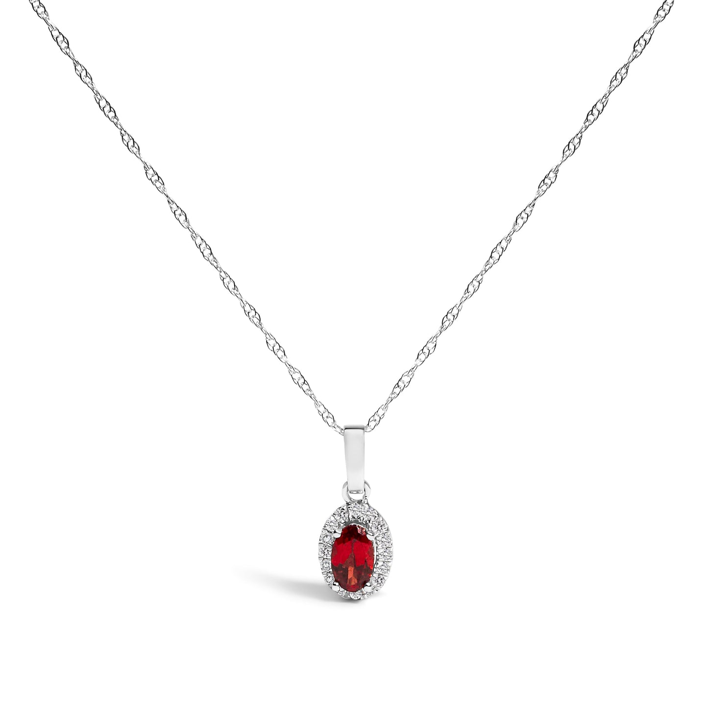 Pendentif en Émeraude et Diamant Halo en Or Blanc 10K